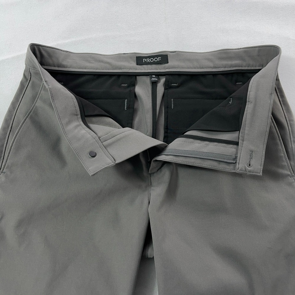 Proof Shorts Men 32 Gray Performance Chino 9 Inch Inseam Inner Zip Pocket - Picture 4 of 14